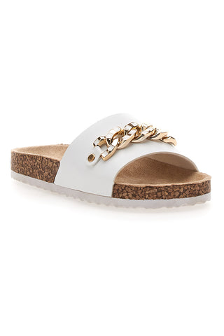 Weiße Hausschuhe mit Maxi-Goldkette Pitt Kids 14450