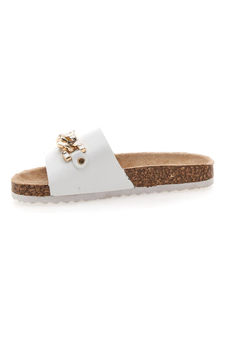 Weiße Hausschuhe mit Maxi-Goldkette Pitt Kids 14450