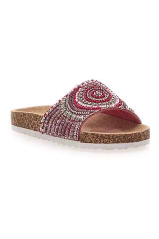 Rosa Hausschuhe mit ethnischem Perlenmuster Pitt Kids 14502