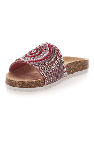 Rosa Hausschuhe mit ethnischem Perlenmuster Pitt Kids 14502