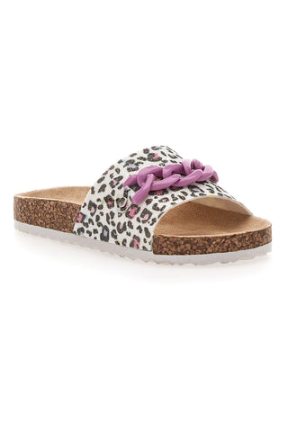 Ciabatte animalier con scritta rosa glitter Pitt Kids 14400