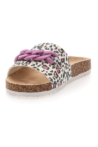 Ciabatte animalier con scritta rosa glitter Pitt Kids 14400