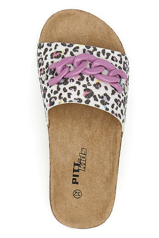 Ciabatte animalier con scritta rosa glitter Pitt Kids 14400