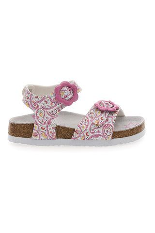 Rosa Sandalen mit Blumenmuster und verstellbaren Schnallen PITT KIDS 14503