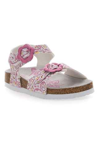 Rosa Sandalen mit Blumenmuster und verstellbaren Schnallen PITT KIDS 14503