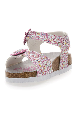 Rosa Sandalen mit Blumenmuster und verstellbaren Schnallen PITT KIDS 14503