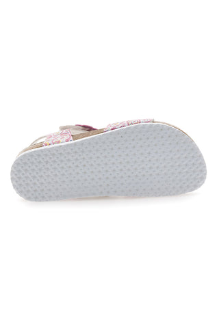 Pitt Kids 14503 Rosa gemusterte weiße Sandalen mit verstellbaren Schnallen