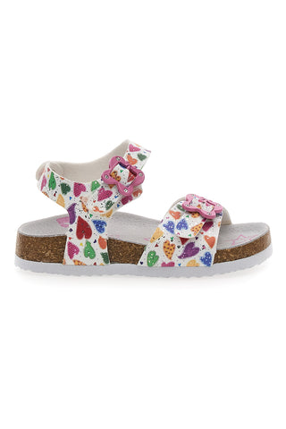 Weiße Sandalen mit Herzmuster und Schnallen PITT KIDS 14504