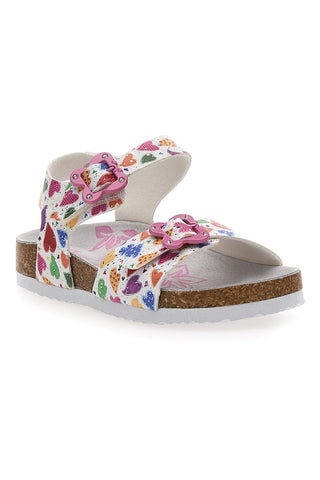 Weiße Sandalen mit Herzmuster und Schnallen PITT KIDS 14504