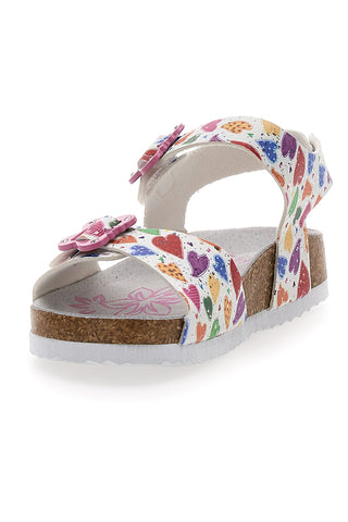 Weiße Sandalen mit Herzmuster und Schnallen PITT KIDS 14504