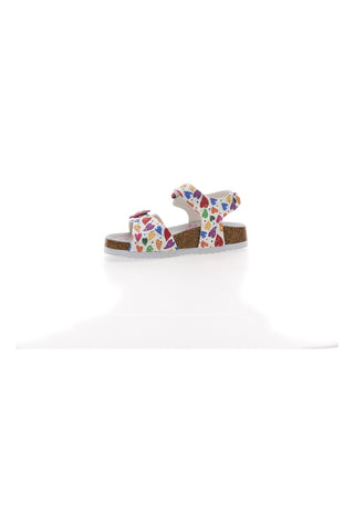 Weiße Sandalen mit Herzmuster und Schnallen PITT KIDS 14504