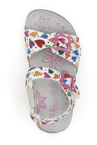 Weiße Sandalen mit Herzmuster und Schnallen PITT KIDS 14504