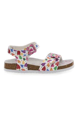Weiße Sandalen mit fruchtigem Muster und Schnallen PITT KIDS 14504