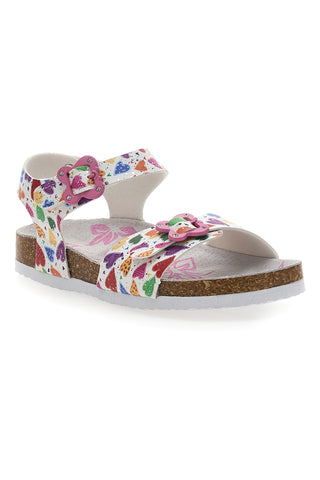 Sandali bianchi con fantasia fruttata e fibbie PITT KIDS 14504