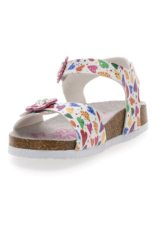 Sandali bianchi con fantasia fruttata e fibbie PITT KIDS 14504