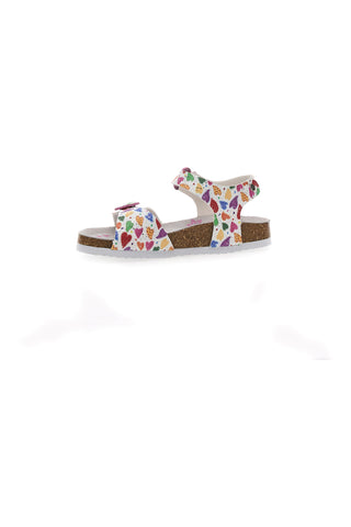 Sandali bianchi con fantasia fruttata e fibbie PITT KIDS 14504