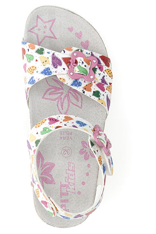 Sandali bianchi con fantasia fruttata e fibbie PITT KIDS 14504