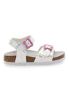 Sandali bianchi leopardati con fibbie rosa Pitt Kids 14505