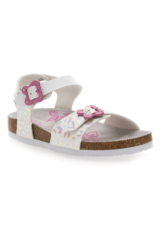 Weiße Sandalen mit schillernden Details und rosa Schnallen PITT KIDS 14505