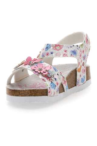 Pitt Kids 14407 Sandalen mit Klettverschluss und Blumenmuster in Weiß