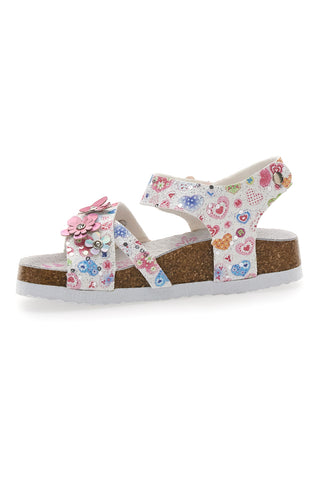 Pitt Kids 14407 Sandalen mit Klettverschluss und Blumenmuster in Weiß