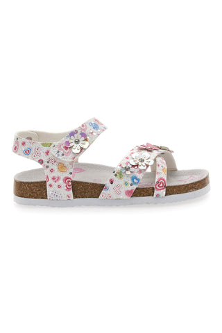 Pitt Kids 14407 Sandalen mit Klettverschluss und Blumenmuster in Weiß