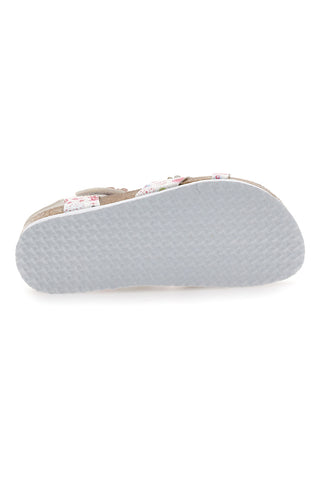 Sandali bianchi con stampa floreale e strappo Pitt Kids 14407
