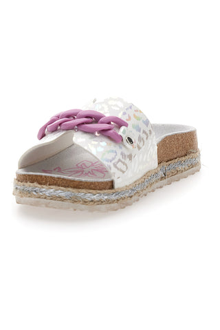 Ciabatte bianche con cuore glitter rosa Pitt Kids 14436