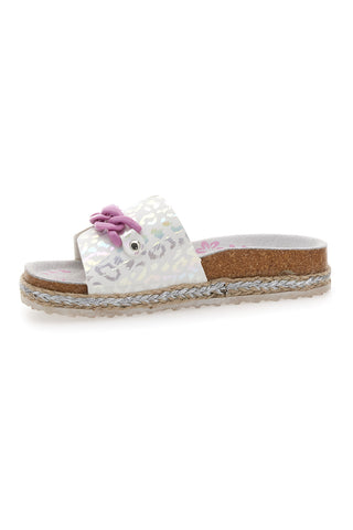 Ciabatte bianche con cuore glitter rosa Pitt Kids 14436