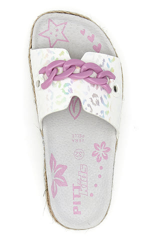Weiße Hausschuhe mit rosa Glitzerherz Pitt Kids 14436