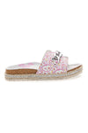Weiße Hausschuhe mit rosa Muster und dekorativer Kette Pitt Kids 14506