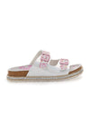 Weiße Hausschuhe mit doppeltem rosa Glitzerband PITT KIDS 14507