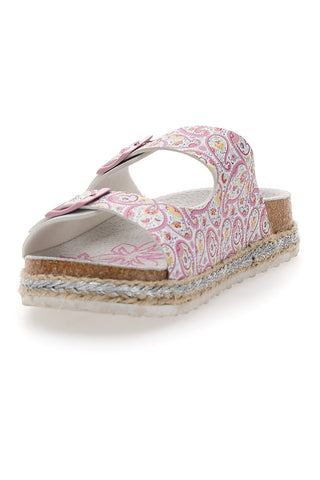 Weiße Hausschuhe mit doppeltem rosa Glitzerband PITT KIDS 14507