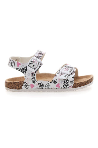Weiße Hausschuhe mit Schriftzug-Print und Doppelband Pitt Kids 14508