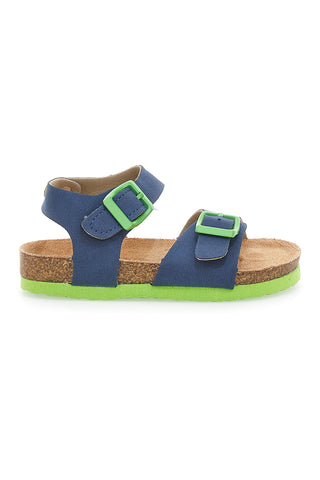 Blaue Sandalen mit grünen Schnallen und vorgeformtem Fußbett Pitt Kids 14466