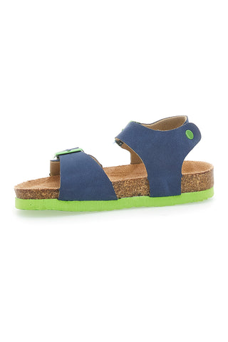 Blaue Sandalen mit grünen Schnallen und vorgeformtem Fußbett Pitt Kids 14466