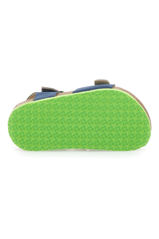 Sandali blu con fibbie verdi e plantare preformato Pitt Kids 14466