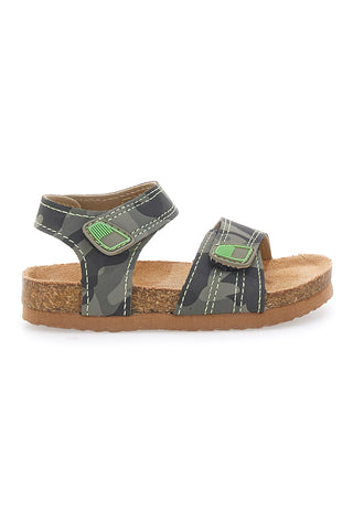 Pitt Kids 14512 Sandalen mit doppelt verstellbarem Riemen, Camouflage, Grün