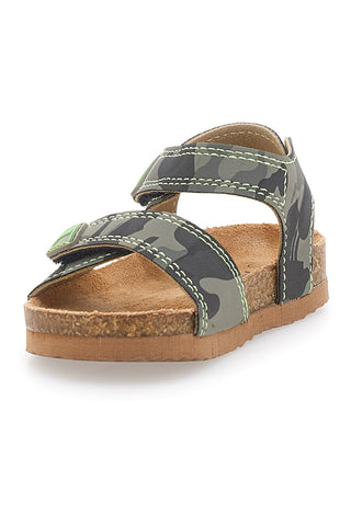 Pitt Kids 14512 Sandalen mit doppelt verstellbarem Riemen, Camouflage, Grün