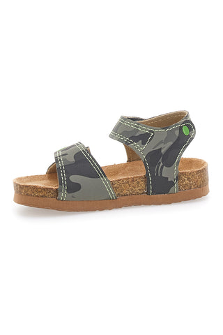 Pitt Kids 14512 Sandalen mit doppelt verstellbarem Riemen, Camouflage, Grün