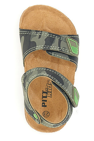 Pitt Kids 14512 Sandalen mit doppelt verstellbarem Riemen, Camouflage, Grün