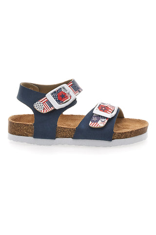 PITT KIDS 14514 Blaue Sandalen mit Muster und Klettverschluss