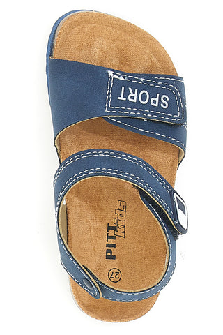 Sandali blu con chiusura a strappo e scritta SPORT Pitt Kids 14513