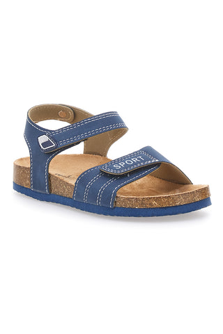 Sandali blu con doppio strappo e plantare in sughero PITT KIDS 14513
