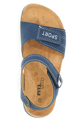 Sandali blu con doppio strappo e plantare in sughero PITT KIDS 14513