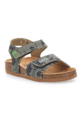 Sandali verdi con chiusura a strappo e scritta SPORT Pitt Kids 14513