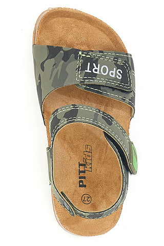 Sandali verdi con chiusura a strappo e scritta SPORT Pitt Kids 14513
