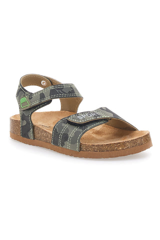 Sandali verde safari con doppio strappo e plantare in sughero PITT KIDS 14513