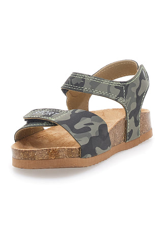 Sandali verde safari con doppio strappo e plantare in sughero PITT KIDS 14513