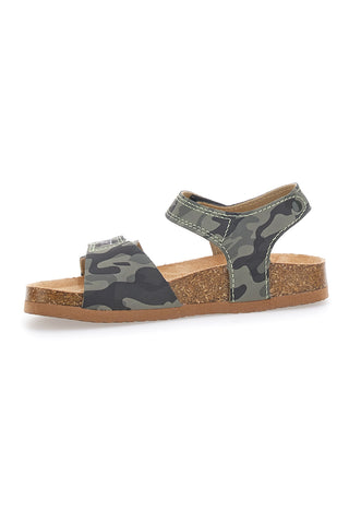 Sandali verde safari con doppio strappo e plantare in sughero PITT KIDS 14513